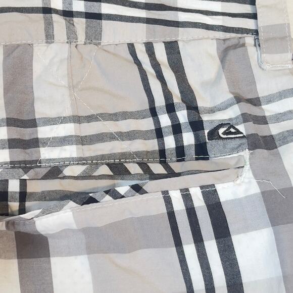 QuikSilver Edition Hybrid Short Men W36* All Cotton Black Grey Plaid Skater Surf - Picture 9 of 16